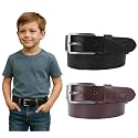Flyer Boys Belt Pack of 2 – Black & Brown Genuine Leather Belts with Adjustable Buckle Wear for School Uniform, Jeans, Formal & Casual belt combo BL-BR-4579