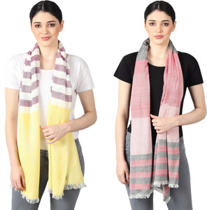 flyer woven striped self design solid viscose cotton viscose blend women stole scarf fancy scarf