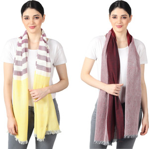 flyer woven striped self design solid viscose cotton viscose blend women stole scarf fancy scarf