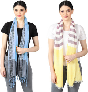 flyer woven striped self design solid viscose cotton viscose blend women stole scarf fancy scarf