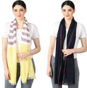 FLYER Woven, Striped, Self Design, Solid Viscose, Cotton Viscose Blend Women Stole, Scarf, Fancy Scarf