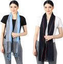 FLYER Woven, Striped, Self Design, Solid Viscose, Cotton Viscose Blend Women Stole, Scarf, Fancy Scarf