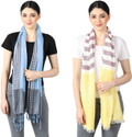 FLYER Woven, Striped, Self Design, Solid Viscose, Cotton Viscose Blend Women Stole, Scarf, Fancy Scarf
