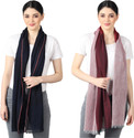 FLYER Woven, Striped, Self Design, Solid Viscose, Cotton Viscose Blend Women Stole, Scarf, Fancy Scarf