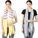 FLYER Woven, Striped, Self Design, Solid Viscose, Cotton Viscose Blend Women Stole, Scarf, Fancy Scarf