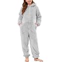 Flygo Girls Fleece Hooded Jumpsuit Fuzzy Winter Onesie Romper Costume
