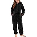 Flygo Girls Fleece Hooded Jumpsuit Fuzzy Winter Onesie Romper Costume