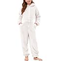 Flygo Girls Fleece Hooded Jumpsuit Fuzzy Winter Onesie Romper Costume
