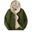 Flygo Mens Sherpa Hoodie Jacket Warm Fleece Lined Zip Up Sweatshirts
