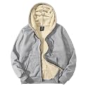 Flygo Mens Sherpa Hoodie Jacket Warm Fleece Lined Zip Up Sweatshirts