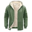 Flygo Mens Sherpa Hoodie Jacket Warm Fleece Lined Zip Up Sweatshirts