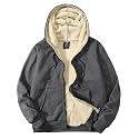 Flygo Mens Sherpa Hoodie Jacket Warm Fleece Lined Zip Up Sweatshirts