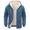 Flygo Mens Sherpa Hoodie Jacket Warm Fleece Lined Zip Up Sweatshirts