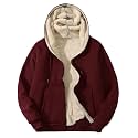 Flygo Mens Sherpa Hoodie Jacket Warm Fleece Lined Zip Up Sweatshirts