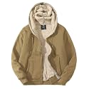 Flygo Mens Sherpa Hoodie Jacket Warm Fleece Lined Zip Up Sweatshirts