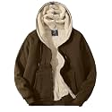 Flygo Mens Sherpa Hoodie Jacket Warm Fleece Lined Zip Up Sweatshirts