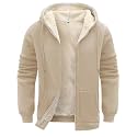 Flygo Mens Sherpa Hoodie Jacket Warm Fleece Lined Zip Up Sweatshirts