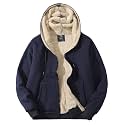 Flygo Mens Sherpa Hoodie Jacket Warm Fleece Lined Zip Up Sweatshirts