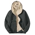 Flygo Mens Sherpa Hoodie Jacket Warm Fleece Lined Zip Up Sweatshirts