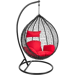 outdoor furniture single seater swing beautiful swing with stand black red
