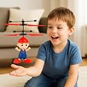 Flying Cartoon Boy Helicopter Toy with Hand Sensor | Rechargeable LED Induction Drone for Kids | Infrared Control Flying Toy for Boys & Girls
