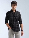 FLYING MACHINE Men Checkered Casual Black Shirt