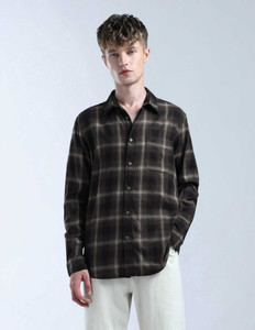 FLYING MACHINE Men Checkered Casual Brown Shirt