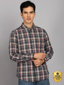 FLYING MACHINE Men Checkered Casual Grey Shirt