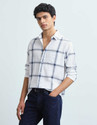FLYING MACHINE Men Checkered Casual White Shirt