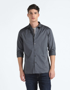 FLYING MACHINE Men Self Design Casual Grey