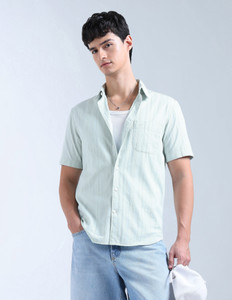 FLYING MACHINE Men Self Design Casual Green