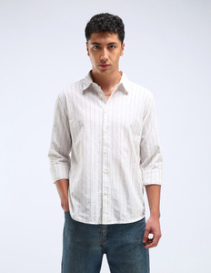 FLYING MACHINE Men Slim Fit Striped Spread