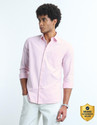 FLYING MACHINE Men Solid Casual Pink Shirt