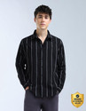 FLYING MACHINE Men Striped Casual Black Shirt