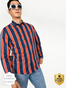 FLYING MACHINE Men Striped Casual Light Blue