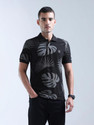 FLYING MACHINE Printed Men Polo Neck Black