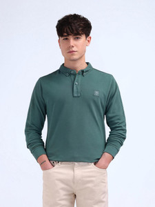 FLYING MACHINE Self Design Men Polo Neck
