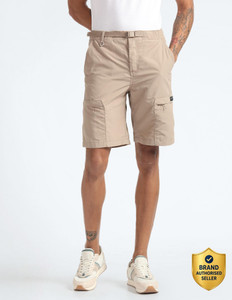 FLYING MACHINE Solid Men Beige Cargo Shorts