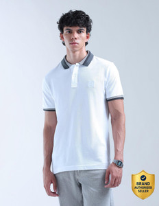 FLYING MACHINE Solid Men Polo Neck White