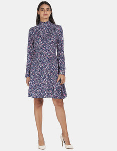 flying machine women a-line blue above kneemid thigh length dress
