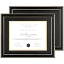 FLYJOE 11x14 Diploma Frame 2Pack for 8.5x11 Certificate Document with Black over Gold Mat Certificate Frame for Diploma Degree with HD Tempered Glass Graduation Picture Frame for Wall, Black