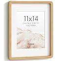 FLYJOE 11x14 Picture Frame, Solid Oak Wood Frame with Mat for 8x10 Photo