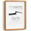 FLYJOE 12x16 Picture Frame, Solid Teak Wood Frame with Mat for 8.5x11 Photo