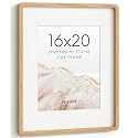 FLYJOE 16x20 Picture Frame, Solid Oak Wood Frame with Mat for 11x14 Photo