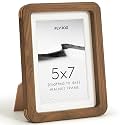 FLYJOE 5x7 Picture Frame, Solid Walnut Wood Frame with Mat for 4x6 Photo