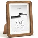FLYJOE 6x8 Picture Frame, Solid Walnut Wood Frame with Mat for 5x7 Photo