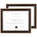 FLYJOE 8.5x11 Diploma Frame 2Pack for 8.5x11 Certificate|Document|Degree|Pictures with HD Tempered Glass 8.5 by 11 Certificate Picture Frame for Wall &amp; Tabletop Display, Mahogany with Gold Beads