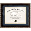 FLYJOE 8.5x11 Diploma Frame with Navy Blue over Gold Mat or Full Display 11x14 Document Certificate Frame for Diploma Degree with HD Tempered Glass Graduation Picture Frame for Wall, Mahogany