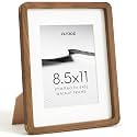 FLYJOE 8.5x11 Picture Frame, Solid Walnut Wood Frame with Mat for 6x8 Photo
