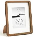 FLYJOE 8x10 Picture Frame, Solid Walnut Wood Frame with Mat for 5x7 Photo